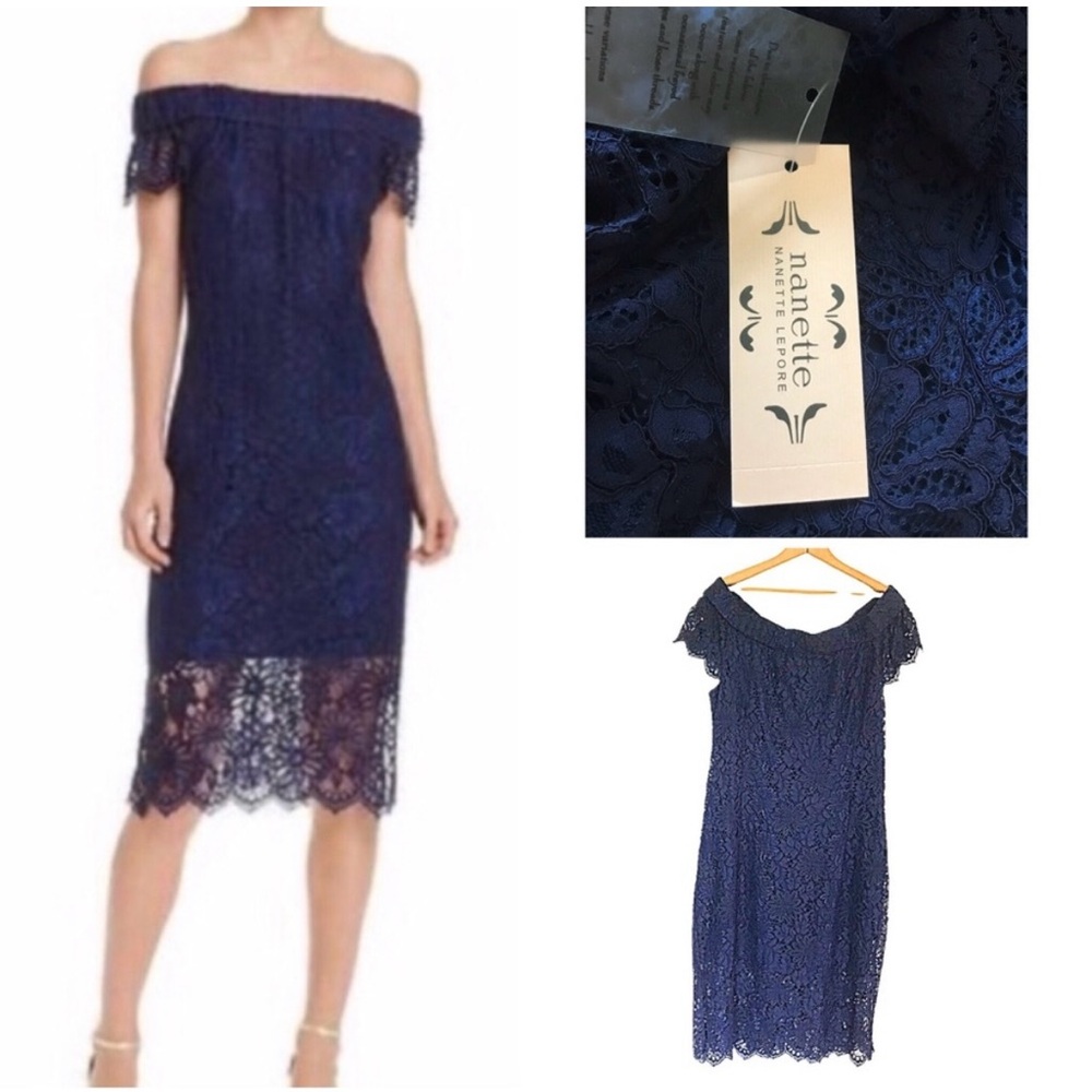 Nanette Lepore Navy Blue Lace Formal Dress Size 16 NEW WITH TAGS